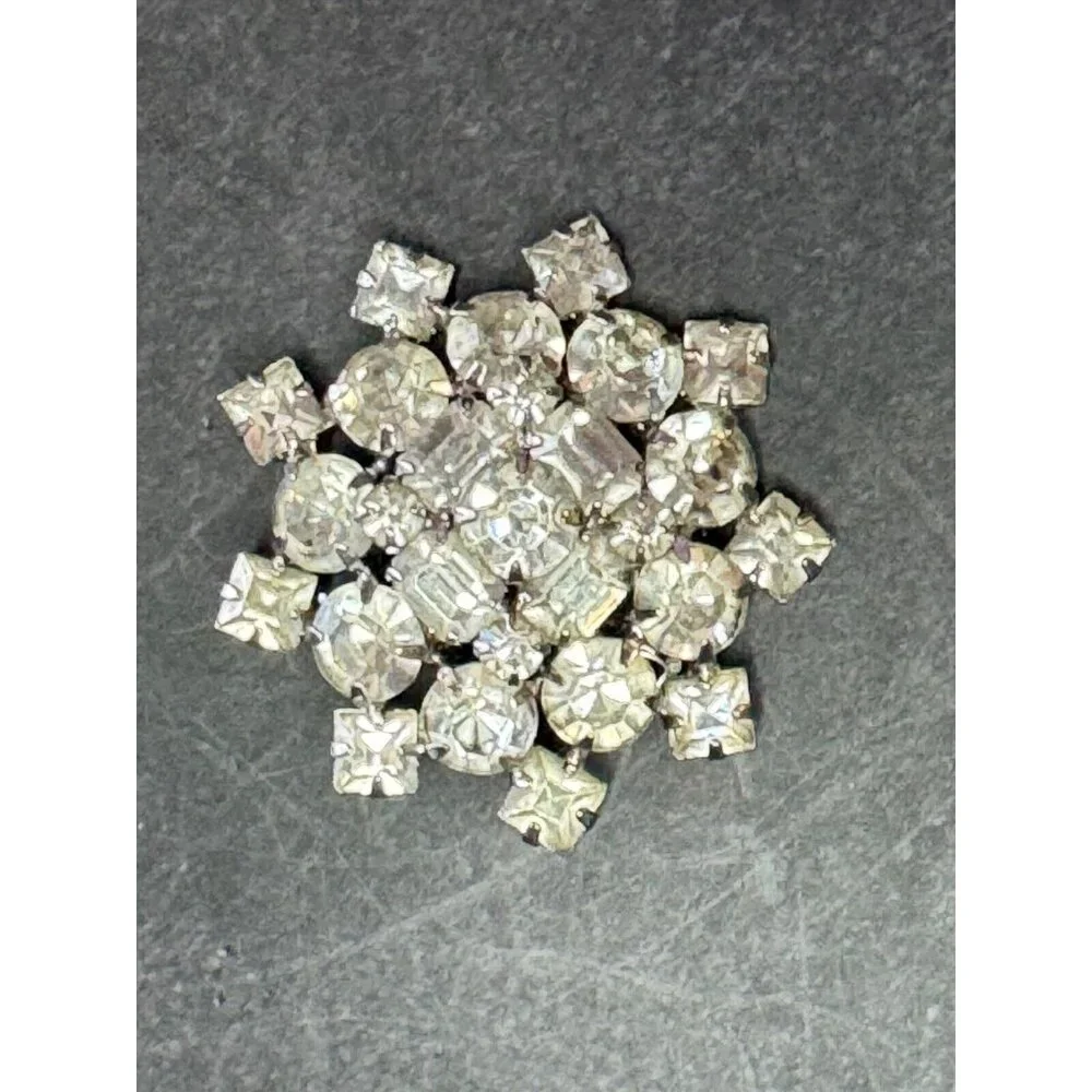 Vintage Faceted Rhinestone Brooch Dress Pin - Picture 3 of 5